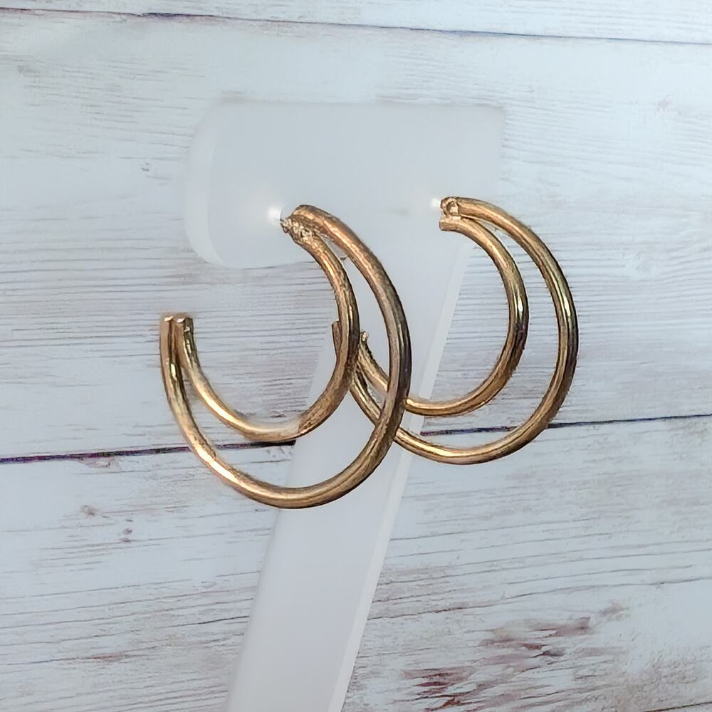 Vintage Stud Earrings Gold Tone - Tarnished/Discolored + Marks